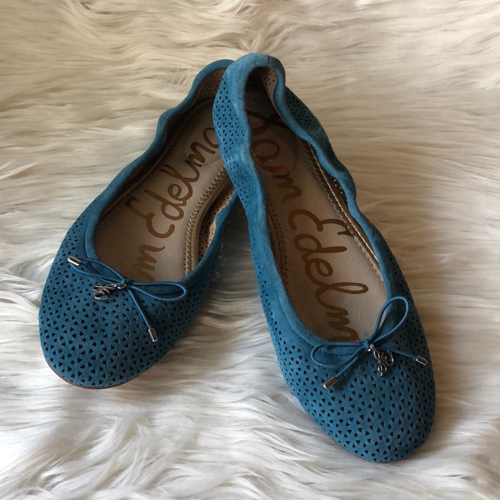 Sam Edelman Teal Blue Láser cut ballet flat NEW